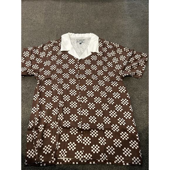 Bogey Boys Bigcheck Button Up Brown Men’s Size Large - Picture 1 of 5